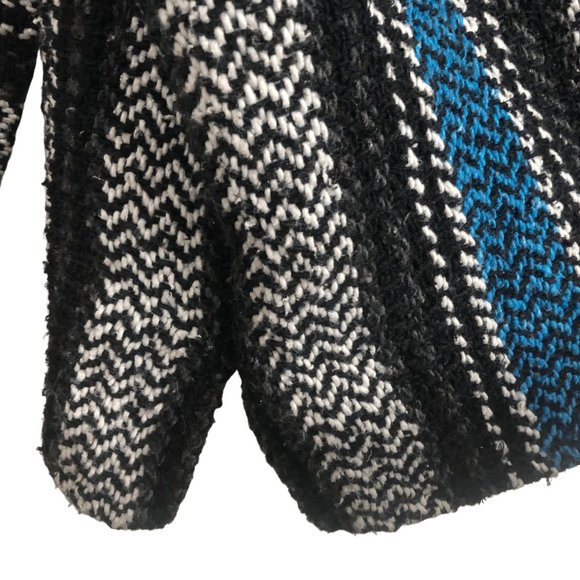 Baja Joe Sweater Men's Large Grey & Blue Hoodie Knit Poncho Long Sleeve Pockets. - Picture 3 of 7